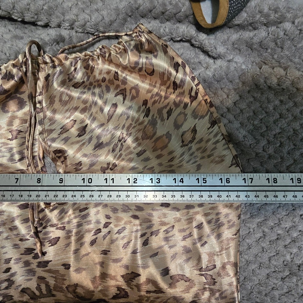 Vintage 90s Delicates Satin Leopard Print Maxi Slip Dress High Neck Side Slits - Picture 7 of 8